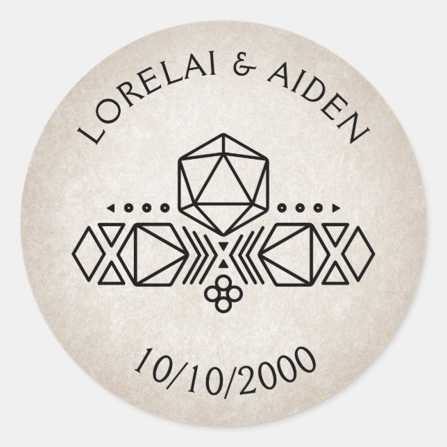 Sticker Rond Mariage RPG D20 (Devant)