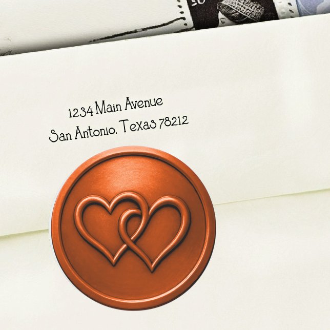 Sticker Rond Mariage Rust Deux Cœurs Entrelacés (Créateur téléchargé)