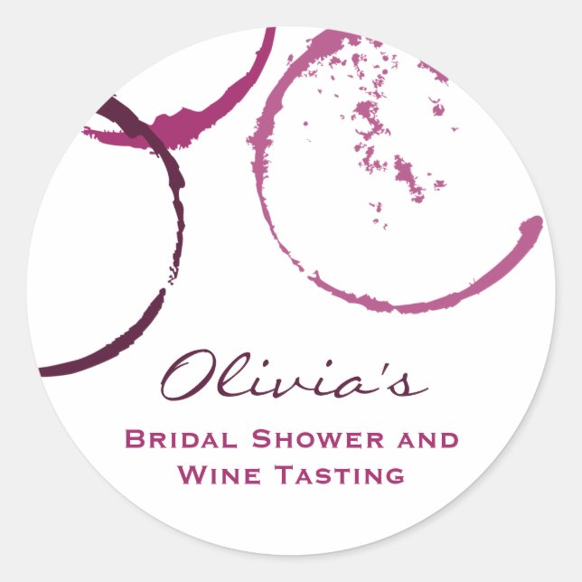 Sticker Rond Mariage Rustique avec Tache de Vin de Bourgogne (Devant)