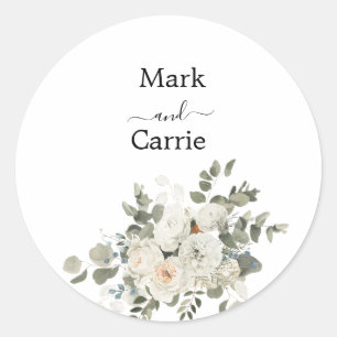 Sticker Rond Mariage Rustique avec Verdure d'Eucalyptus