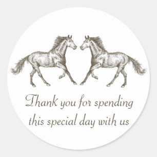 Sticker Rond Mariage rustique de campagne avec cheval western e
