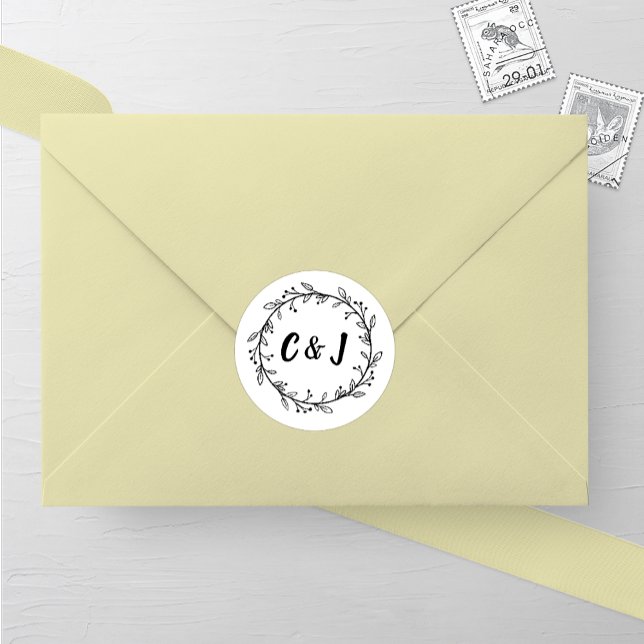 Sticker Rond Mariage rustique de couronne (Créateur téléchargé)