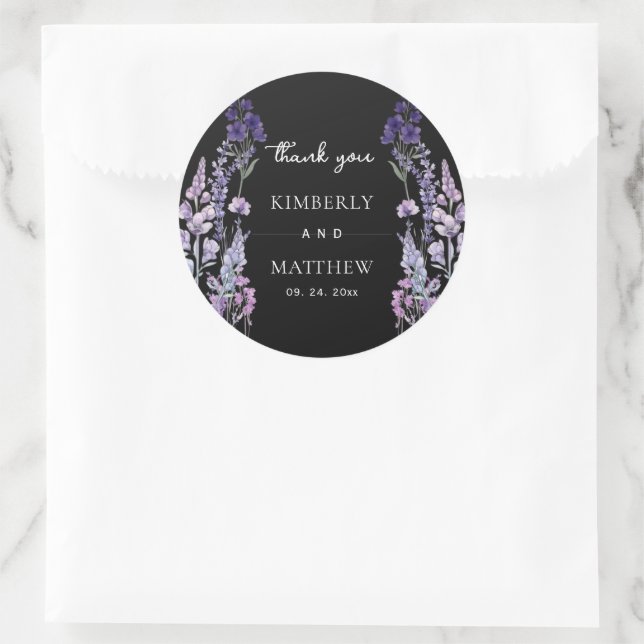 Sticker Rond Mariage rustique de fleurs sauvages moderne et élé (Sac)