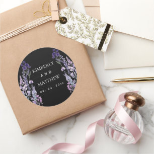 Sticker Rond Mariage rustique de fleurs sauvages moderne et élé