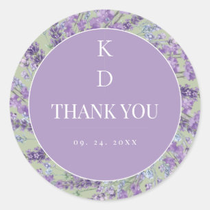 Sticker Rond Mariage Rustique Lavande Sauge