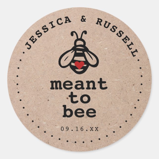 Sticker Rond Mariage Rustique Meant To Bee (Devant)