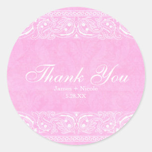 Sticker Rond Mariage rustique rose à motifs cachemire western