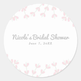 Sticker Rond Mariage Rustique Rose Clair avec Vigne Guirlande