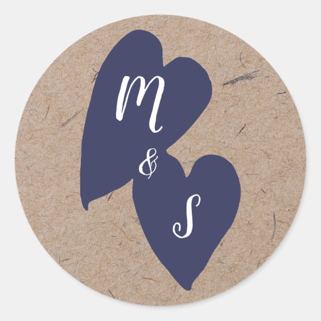 Sticker Rond Mariage rustique | Sceau d'enveloppe Kraft Monogra (Devant)