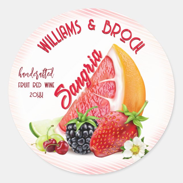 Sticker Rond Mariage Sangria aux Fruits (Devant)