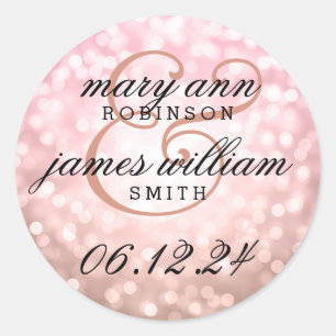 Sticker Rond Mariage Sauvegarder La Date Rose Feux Roses Bleus