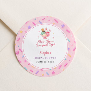 Sticker Rond Mariage Scooped Up Douce Rose Personnalisé