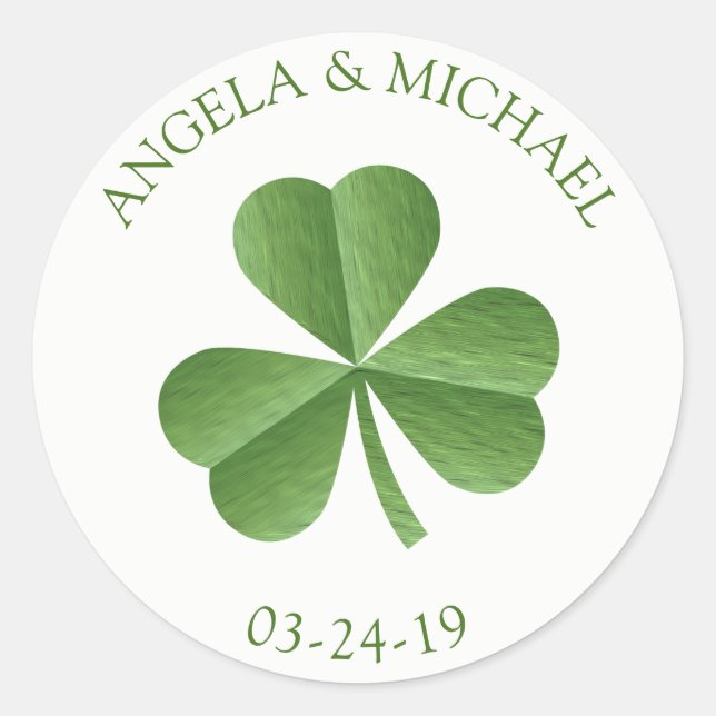 Sticker Rond Mariage Shamrock irlandais vert (Devant)