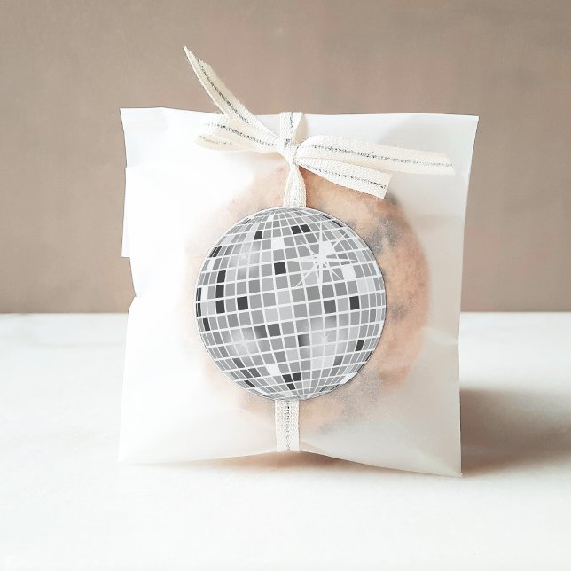 Sticker Rond Mariage Silver Retro Disco Groovy Shower  (Créateur téléchargé)