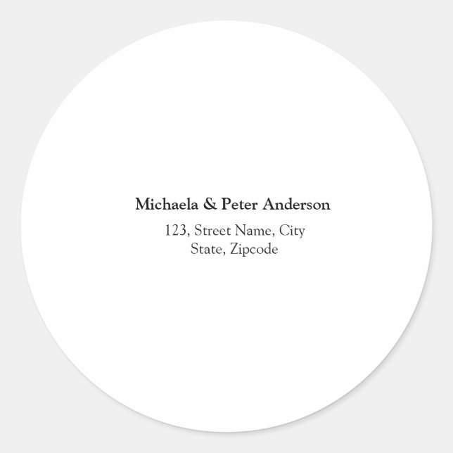 Sticker Rond Mariage simple adresse de retour minimale (Devant)