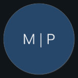 Sticker Rond Mariage simple de Monogramme bleu marine moderne<br><div class="desc">Colorant bleu marine simple et moderne avec votre monogramme dans une police sans serif blanche. La police et les couleurs arrière - plans peuvent être changées en n'importe quelle couleur. Un design sobre et minimaliste qui reste élégant et élégant. Utilisez ces autocollants pour sceller vos enveloppes ou vos sacs préférés....</div>
