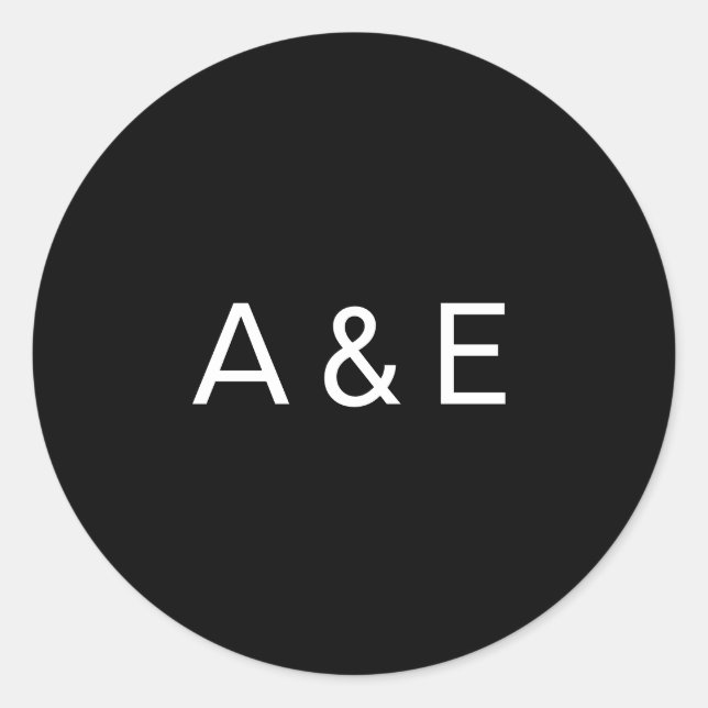 Sticker Rond Mariage simple de monogramme noir (Devant)
