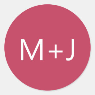 Sticker Rond Mariage simple de monogramme rose magenta