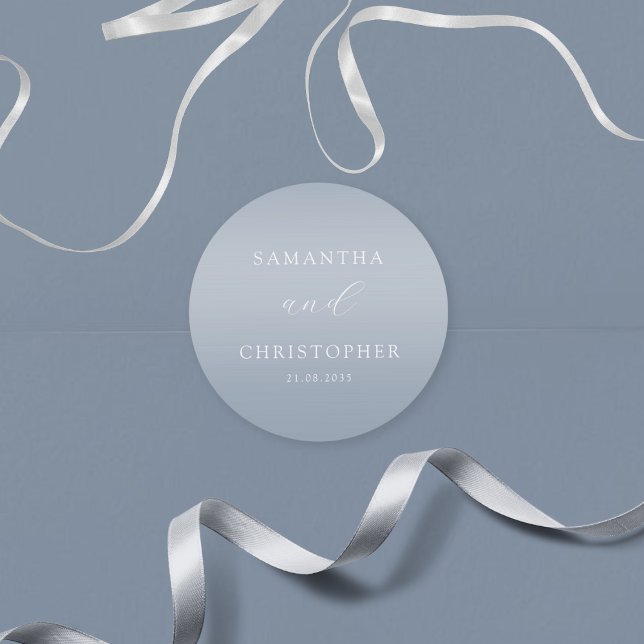 Sticker Rond Mariage simple Dusty Blue Couples (Créateur téléchargé)