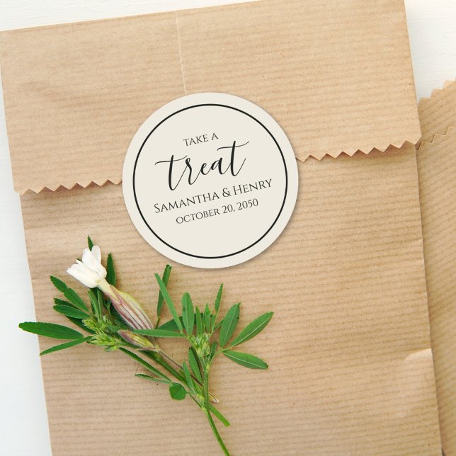 Sticker Rond Mariage Simple Écriture Calligraphique Trait Sage (Créateur téléchargé)