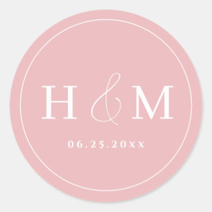 Sticker Rond Mariage Simple Élégant Typographie Monogrammé