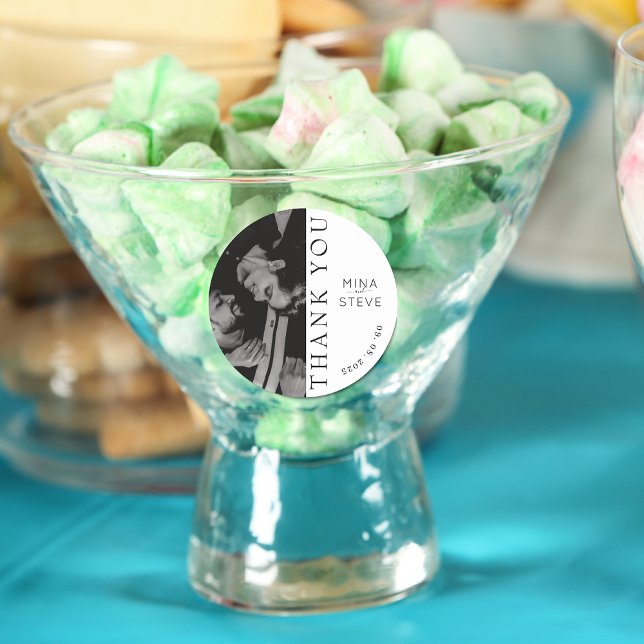 Sticker Rond Mariage simple en noir et blanc (Créateur téléchargé)