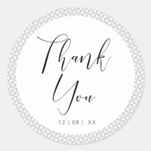 Sticker Rond Mariage simple minimaliste Merci noir ID523