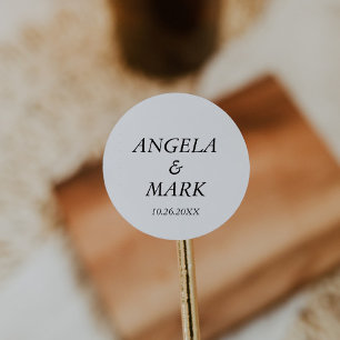 Sticker Rond Mariage simple minimaliste noir et blanc