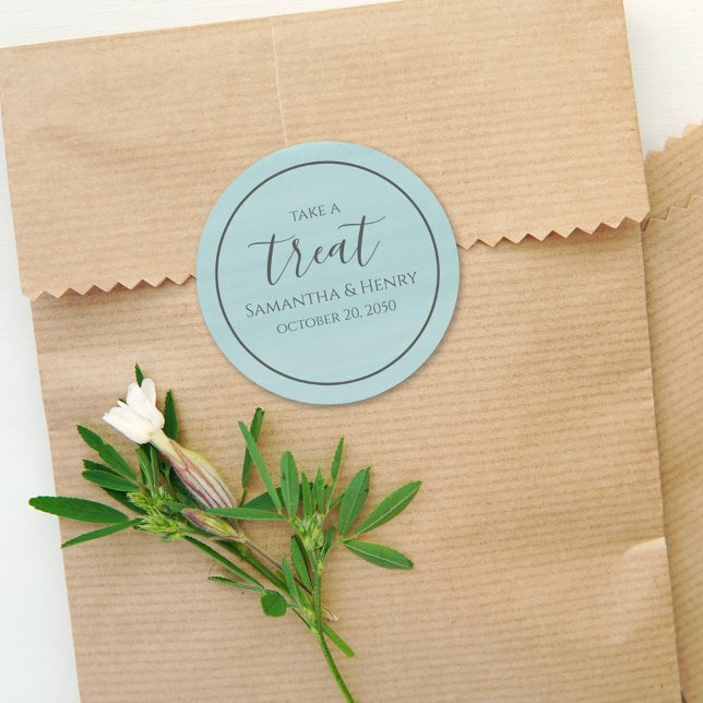 Sticker Rond Mariage Simple Turquoise Calligraphie Script Trait (Créateur téléchargé)