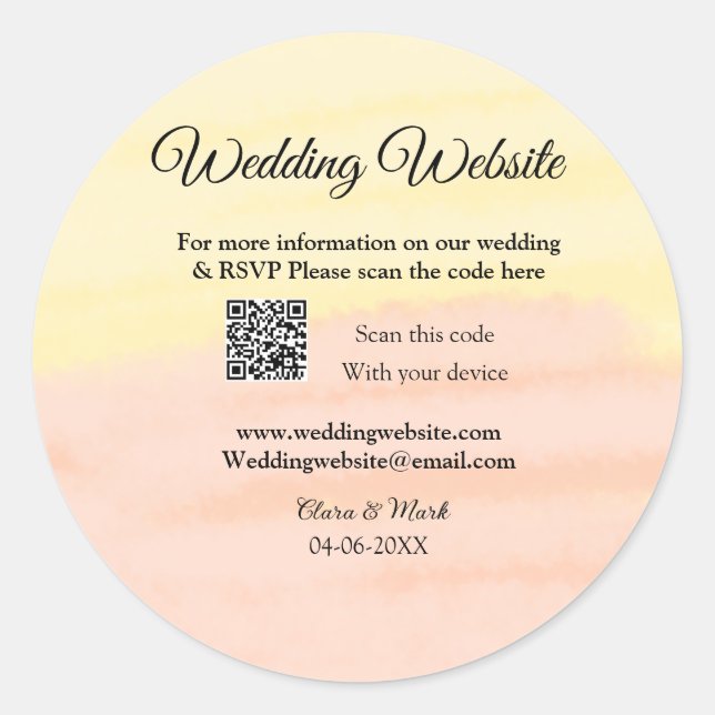 Sticker Rond Mariage site web ajouter Q R code scanner ajouter  (Devant)