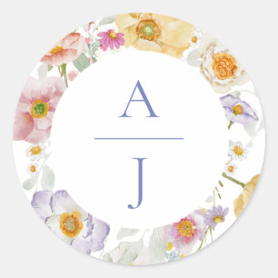 Sticker Rond Mariage Soft Garden Florals