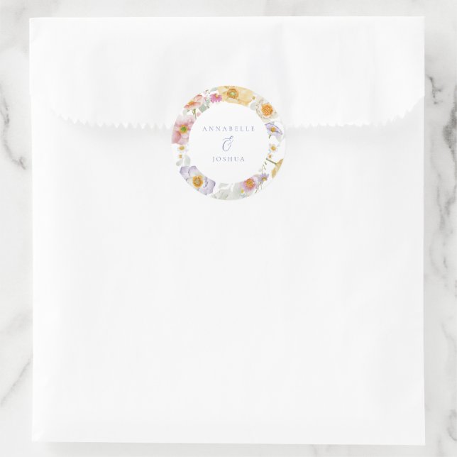 Sticker Rond Mariage Soft Garden Florals (Sac)