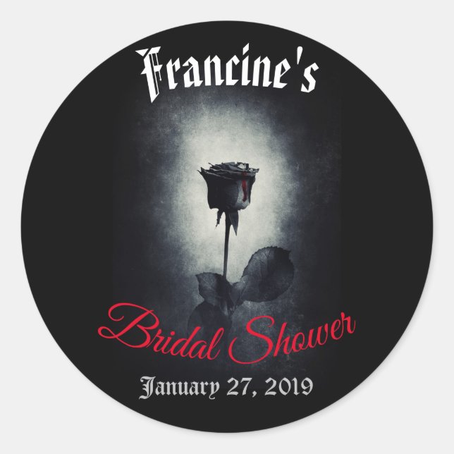 Sticker Rond Mariage sombre de Rose noire (Devant)