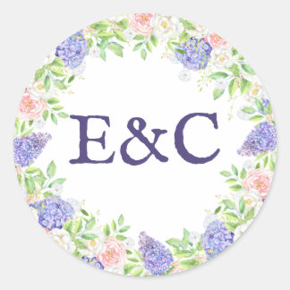 Sticker Rond Mariage sophistiqué Lilac et Peony