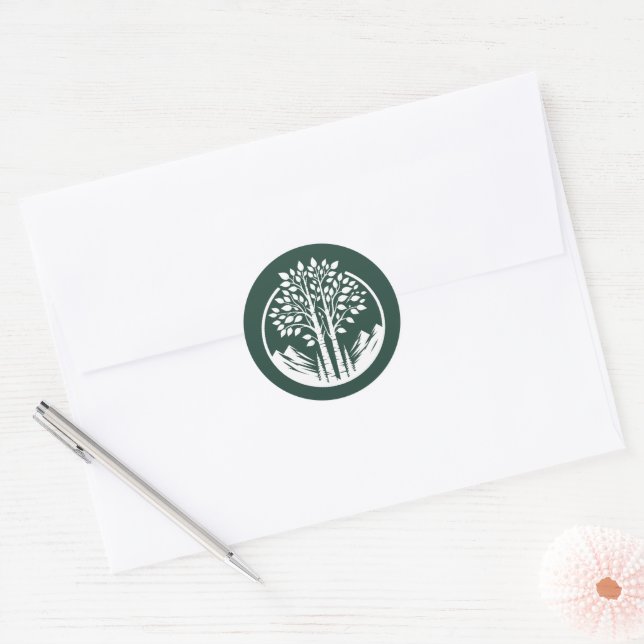 Sticker Rond Mariage sous l'arbre vert d'Aspe (Enveloppe)