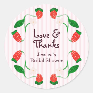Sticker Rond Mariage Strawberry Pink Amour et Remerciements Ent