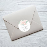 Sticker Rond Mariage succulent rose pâle Eucalyptus vert<br><div class="desc">Ce design présente un thème floral rose vif avec eucalyptus et verdure. Ces stickers ronds classiques seront l'ajout parfait à vos invitations de mariage,  cartes de remerciement et sacs de faveur de mariage.</div>