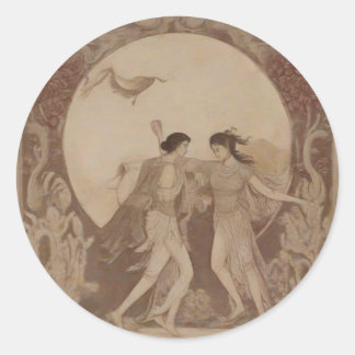 Sticker Rond Mariage sumérien sur la lune d'automne