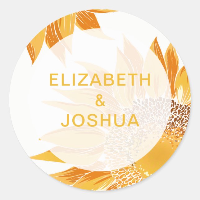 Sticker Rond Mariage SunFlower moderne (Devant)