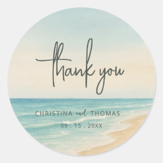 Sticker Rond Mariage sur la Plage Elopement Merci