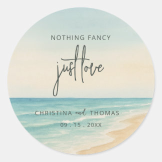 Sticker Rond Mariage sur la plage en amoureux