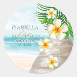 Sticker Rond Mariage sur la plage   Personnalisez