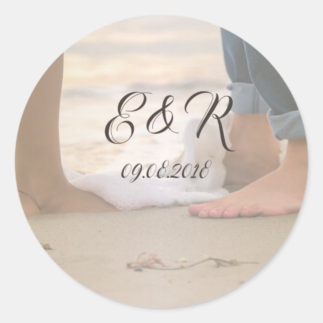 Sticker Rond Mariage sur la plage,Pieds (Devant)