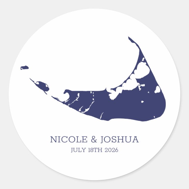 Sticker Rond Mariage sur l'île de Nantucket Nantucket Navy (Devant)