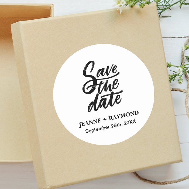 Sticker Rond Mariage sur mesure avec date de sauvegarde calligr (Créateur téléchargé)