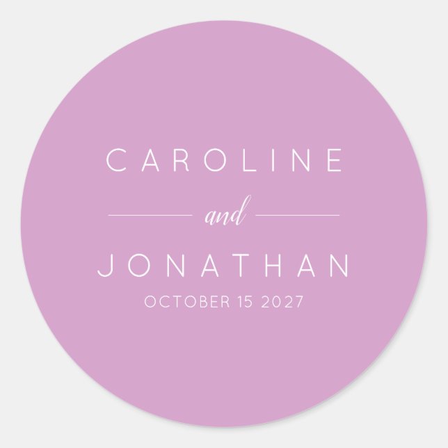 Sticker Rond Mariage sur mesure avec orchidée de script minimal (Devant)