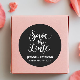 Sticker Rond Mariage sur mesure noir et blanc, carte de réserva