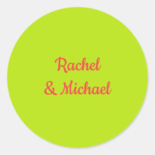 Sticker Rond Mariage tendance rose et vert