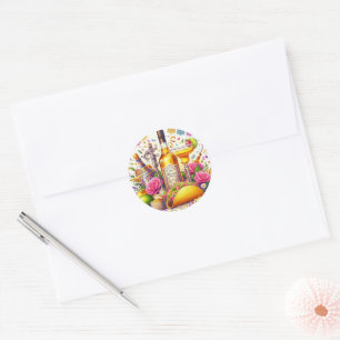 Sticker Rond Mariage Tequila Fiesta Mexicaine