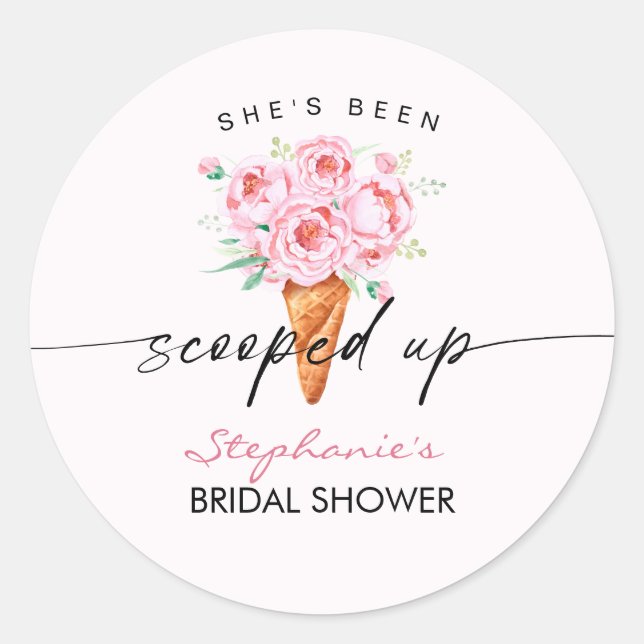 Sticker Rond Mariage thème glace She's Been Scooped Up (Devant)